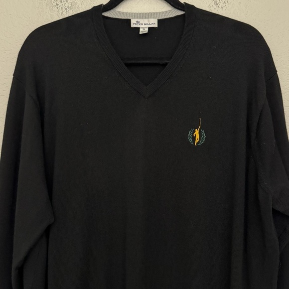 Peter Millar Merino Wool Silk Blend V-Neck Pullover Sweater Black Size XL - Picture 4 of 15